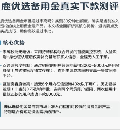 鹿优选备用金放款稳不稳？