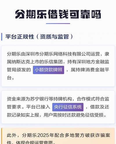 分期乐借钱平台是否正规？